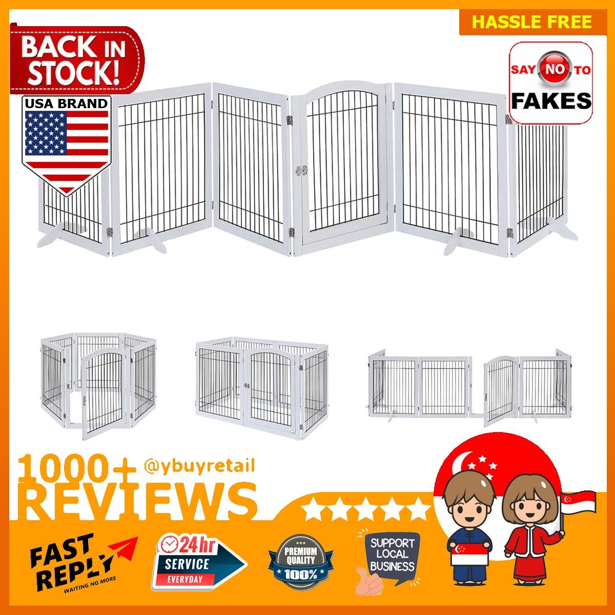 [BML] unipaws Pet Playpen with Wood and Wire, 6 Panels Extra Wide