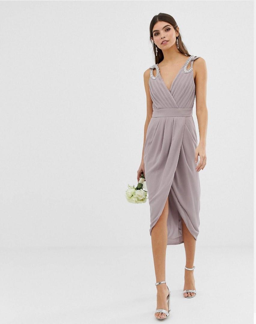 asos grey bridesmaid dress Tfnc Dresses Tall Dresses Tfnc Bridesmaid Infinity TFNC Tall Bridesmaids Long Sleeve Size:20 USA this dress is a colour-group:green Louisa Ballou Silk midi