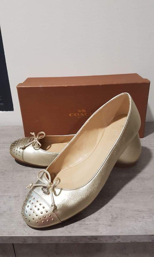 Coach gold hot sale ballet flats