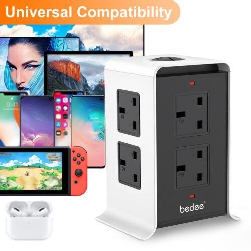 [C2693] Tower Extension Lead Multi Plug Socket Power Strip 8 Way AC