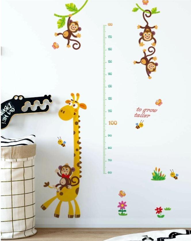 Cartoon Animal Height Measurement Wall Sticker, Furniture & Home Living