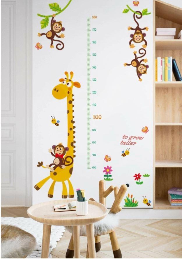 Cartoon Animal Height Measurement Wall Sticker, Furniture & Home Living