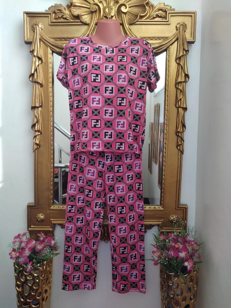 Cotton Spandex Pink Terno pajama set Women s Fashion Dresses Sets Dresses on Carousell