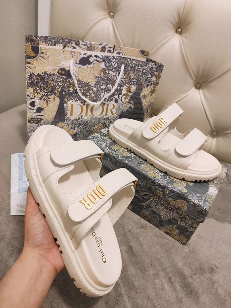 DiorAct slide | White Lambskin Size 7.5, Women's Fashion, Footwear, Flats u0026  Sandals on Carousell