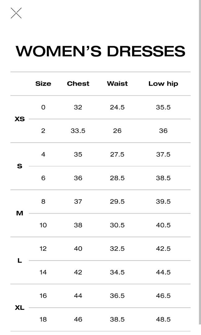 dkny skirt size chart