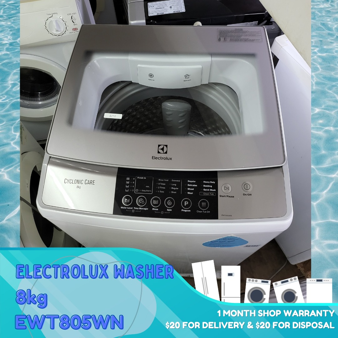 ELECTROLUX Top Load Washer 8kg EWT805WN, TV & Home Appliances, Washing