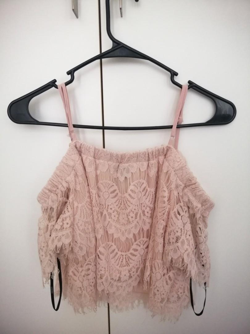 F21 lace off shoulder top with strap (Category: Blouses) located in Cebu City. Submitted by declutter101_ (Listing ID 1179717310, Image 2). Description: The size is large but could small..