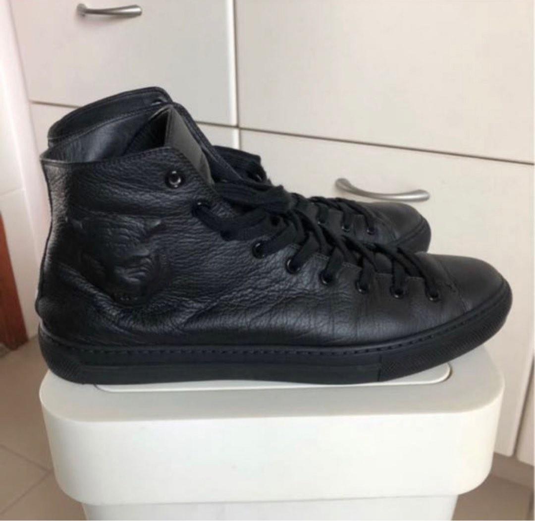 Mens gucci black best sale leather high top sneakers