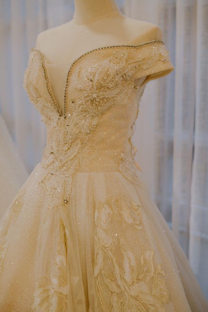Gold and off white wedding dresses sale