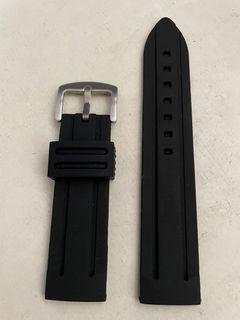 High Quality Black Silicon Rubber Strap 24mm