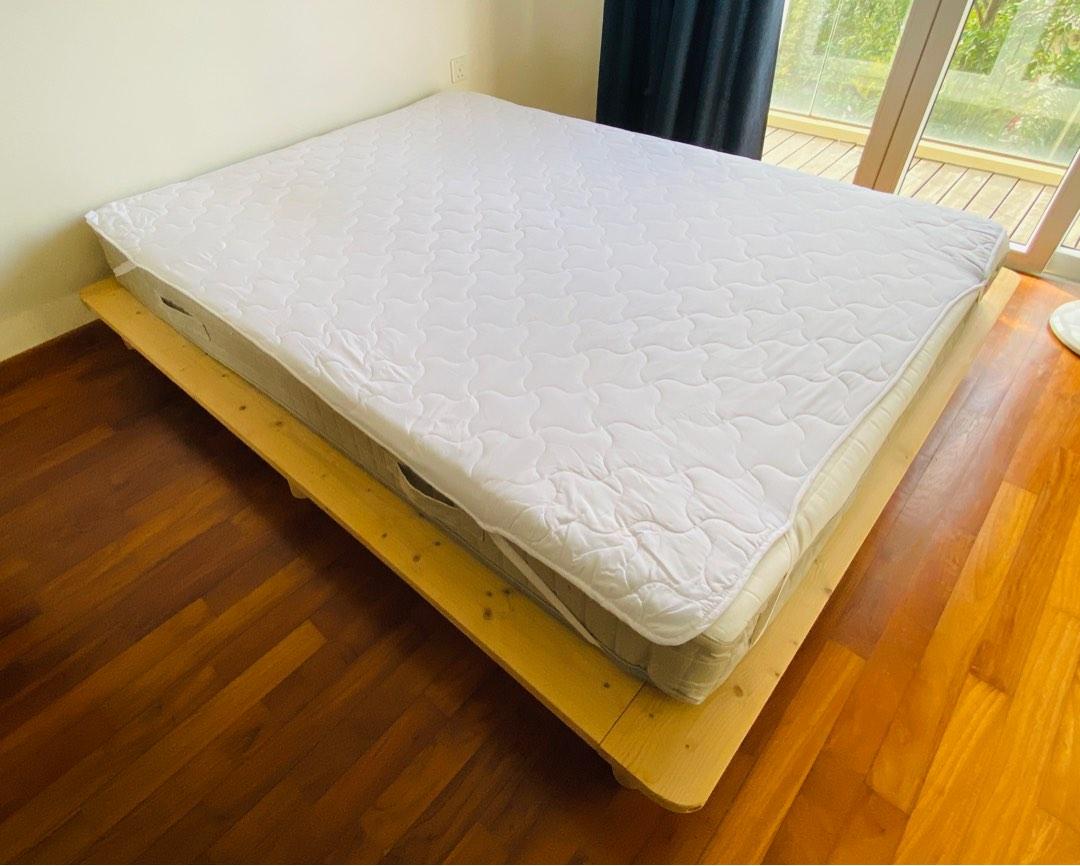 Ikea bedframe + mattress queen size, Furniture & Home Living, Furniture