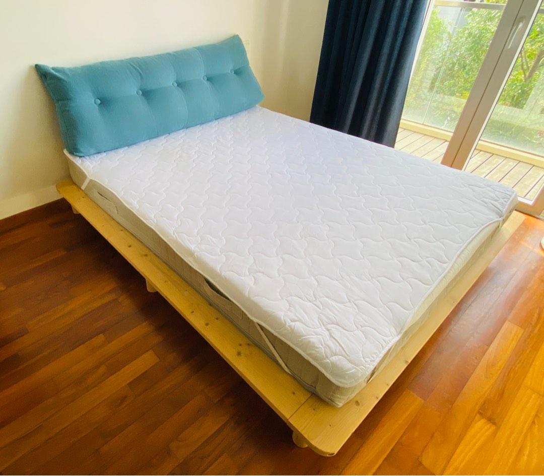 Ikea bedframe + mattress queen size, Furniture & Home Living, Furniture