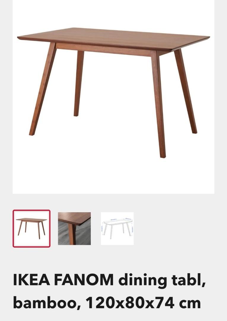 Ikea Fanom dining table bamboo 120x80 cm, Furniture & Home Living