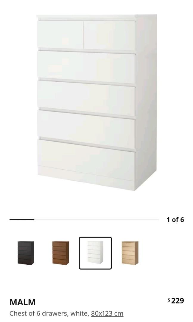 IKEA MALM Chest of 6 drawers, Furniture & Home Living, Furniture
