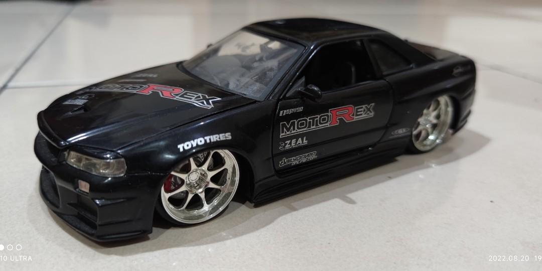 Jada 1/24 nissan skyline gtr r34 motorex toyo tires, Hobbies & Toys