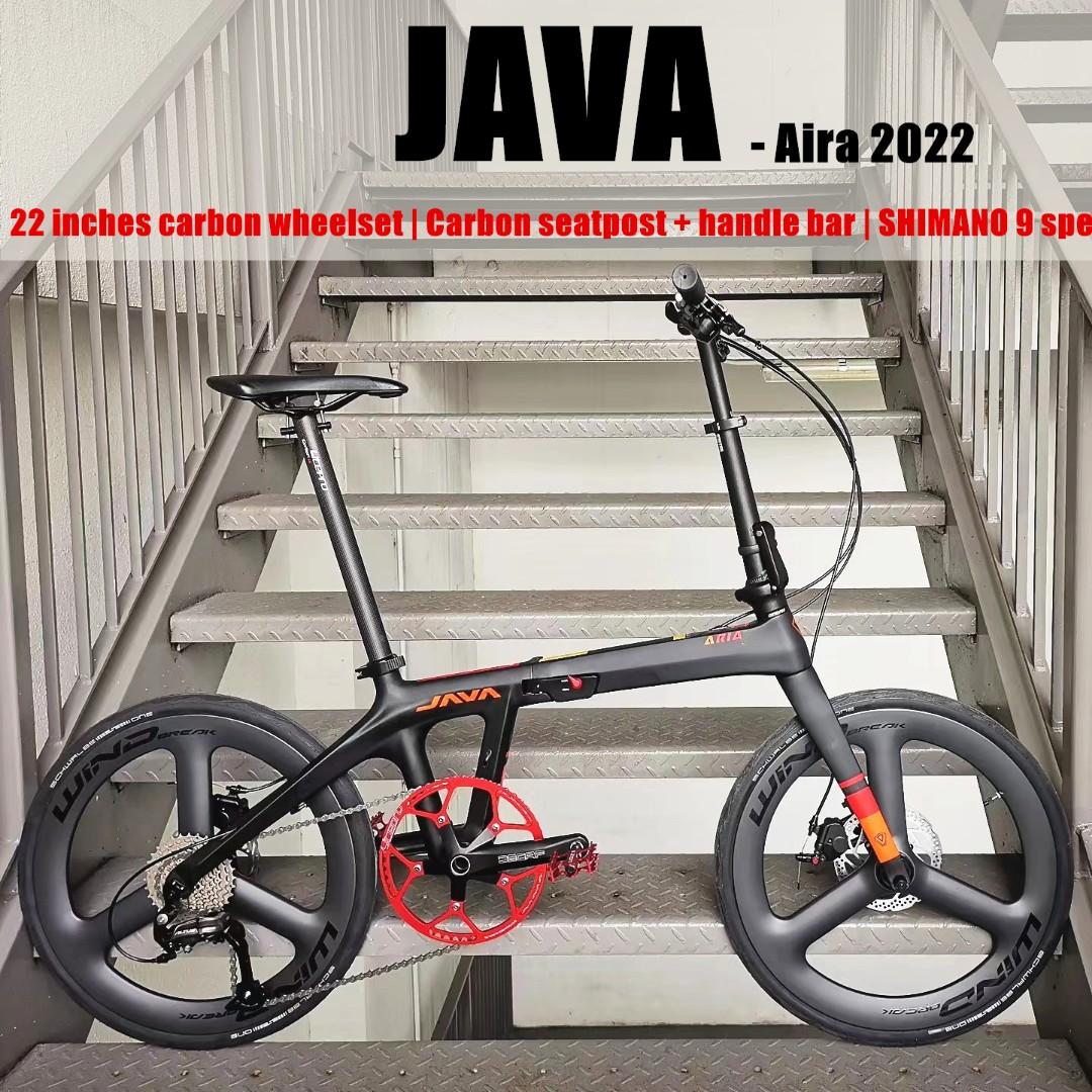 Ready Stock JAVA Aira Carbon fiber folding bike foldable bike 22 inches 451 wheelset SHIMANO 9 speed Carbon handle seatpost 8.9KG only
