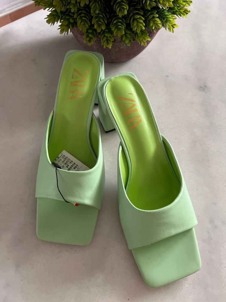Lime Green Zara Heels, Women's Fashion, Footwear, Heels on Carousell