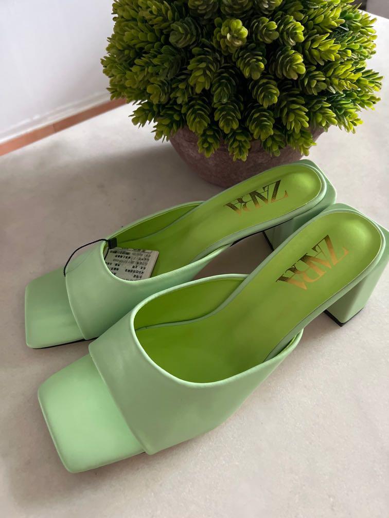 Lime Green Zara Heels, Women's Fashion, Footwear, Heels on Carousell