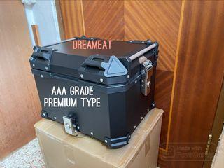 LIMITED PRODUCTION HEPCO STYLE SIDE WAY OPENING 45L BLACK AAA GRADE PREMIUM TYPE ALUMINIUM TOP BOX—FREE BASIC INSTALLATION—FIRE SALES SELLING WAY BELOW COST !!!