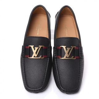 Louis Vuitton Black Leather Damier Embossed Santiago Loafers Size 41 Louis  Vuitton