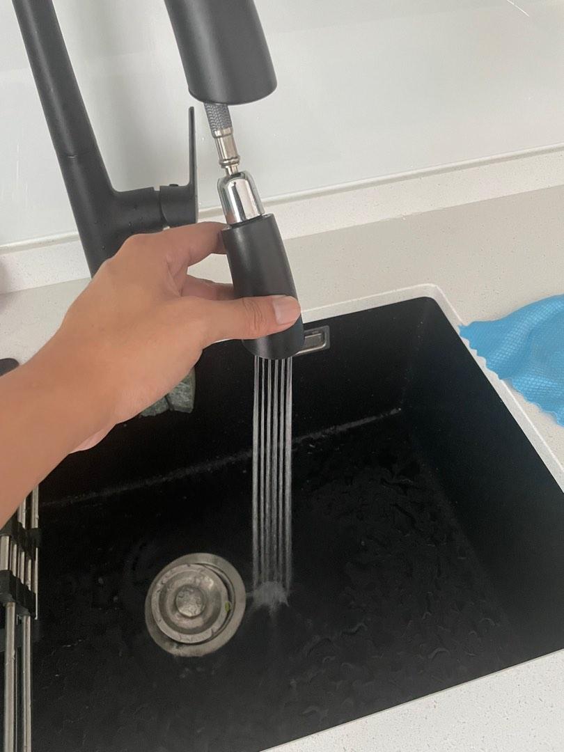 Matt black pull out kitchen tap, Furniture & Home Living, Bathroom
