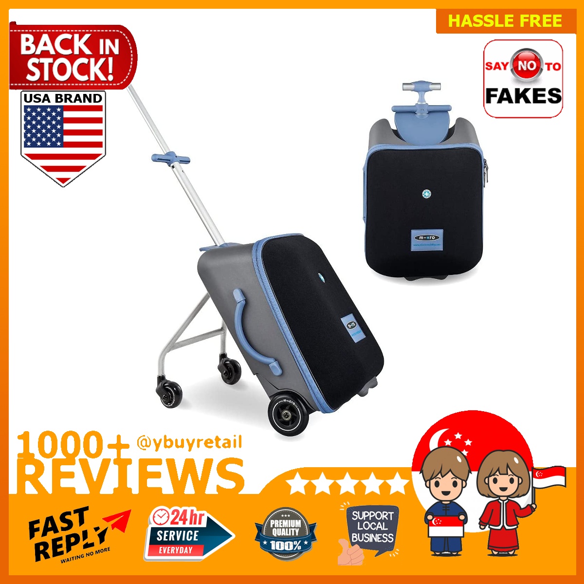 Micro ML0022 Luggage Eazy Ride on Suitcase, Ice Blue, Hobbies & Toys