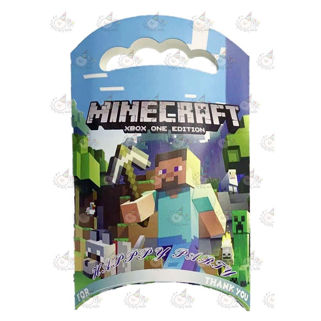 Minecraft party decoration and needs boy xbox edition partyneeds (Category: Occasions & Party Supplies) located in Manila. Submitted by nadiness (Listing ID 1179693693, Image 2). Description: Minecraft plate(10pcs)-45 Minecraft plastic lootbag-20 Paperlootbag-55 Banner-70 Spaghettibox-75 Papercup-30 Banderitas-40 Green foil curtain -60 .