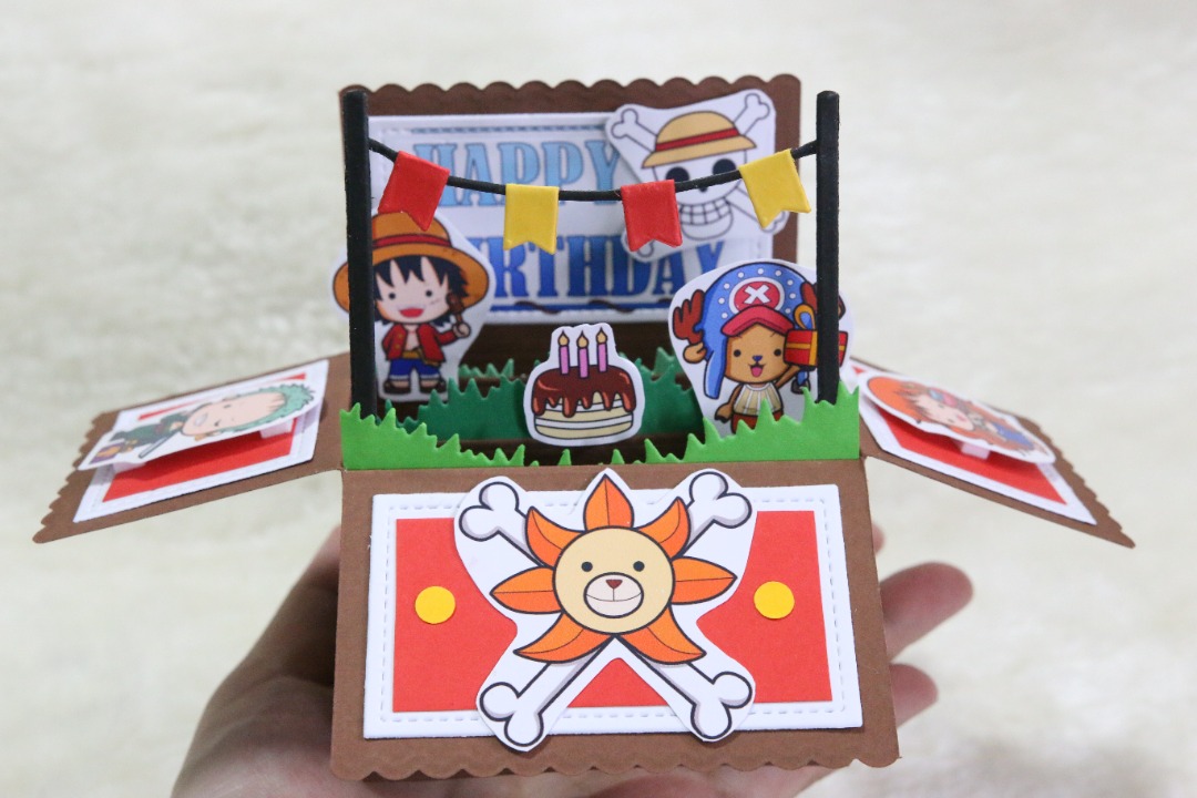 Mini One Piece Pop up birthday card 03, Hobbies & Toys, Stationery & Craft, Handmade Craft on