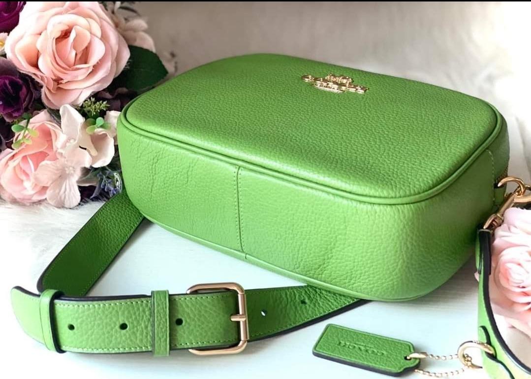 Original Coach Jamie Camera Bag In Pebble Leather CA207 Green, Women