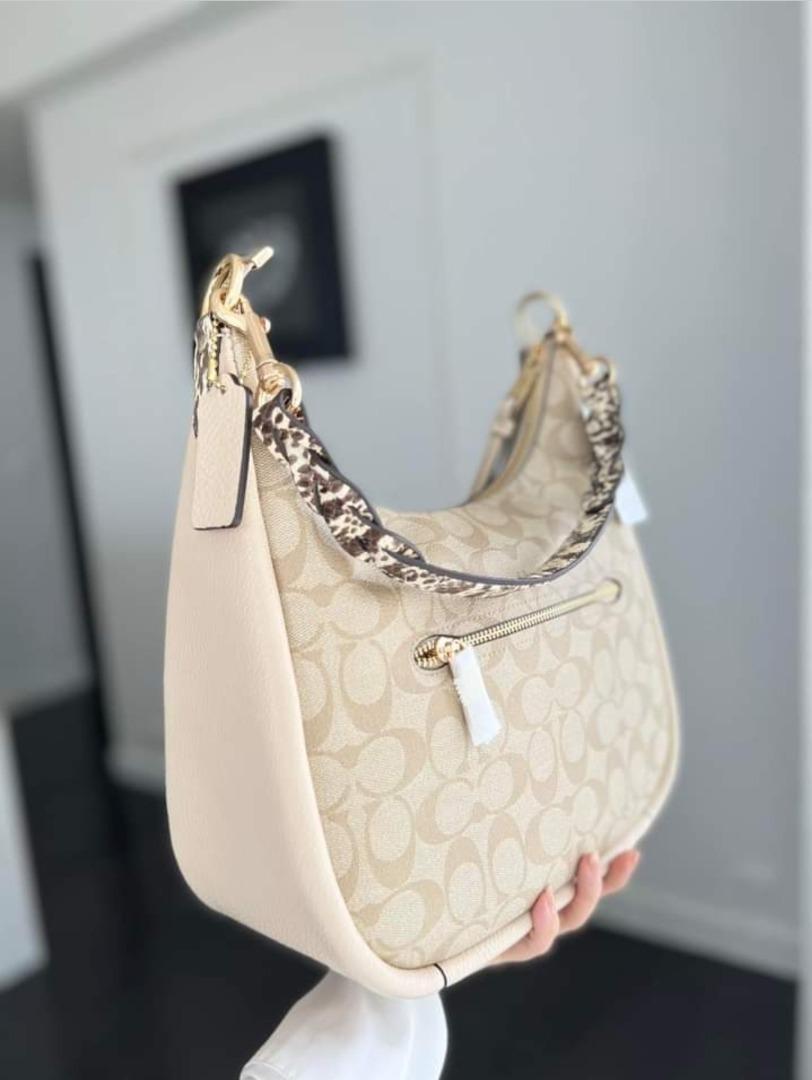 Original Coach Jules Hobo Bag In Signature Canvas C9191 Light Khaki