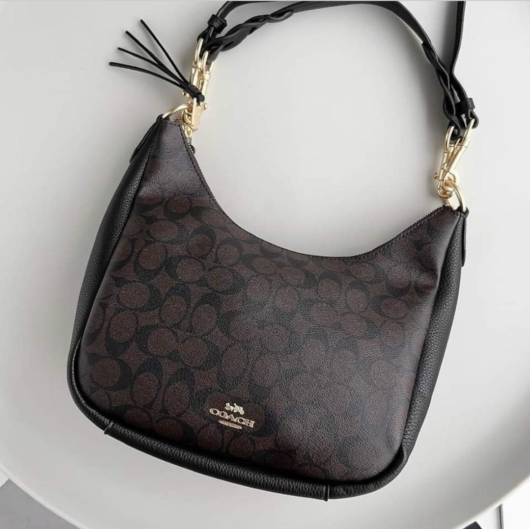 Original Coach Jules Hobo Bag In Signature Canvas C9189 Khaki/Black