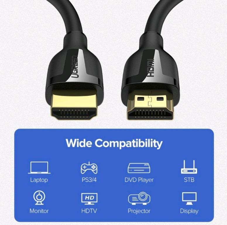 Original UGREEN HDMI Cable 4K HDMI 2.0 Support 3D 1 meter, Computers