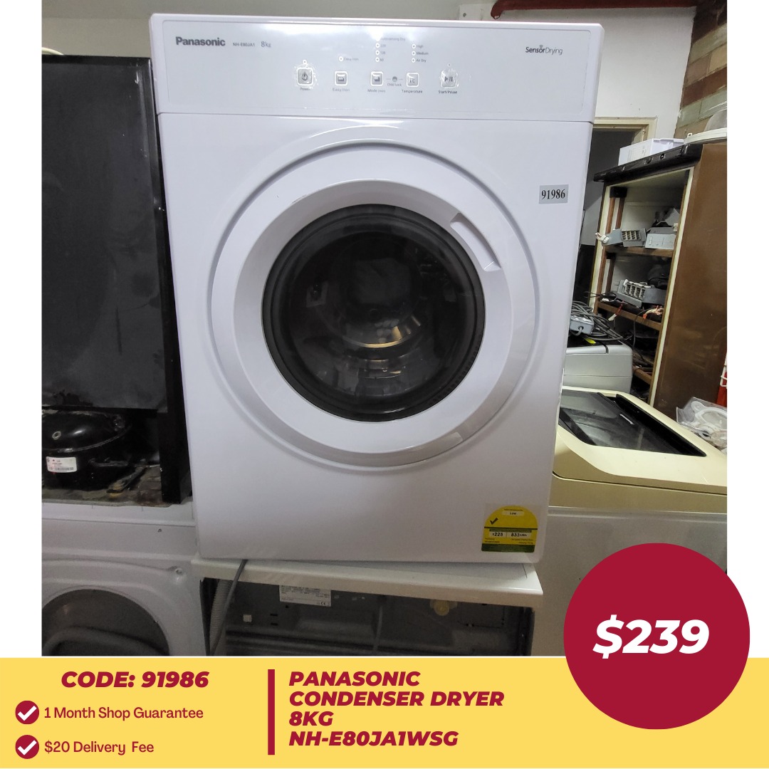 PANASONIC Condenser Dryer 8kg NHE80JA1WSG (91986), TV & Home