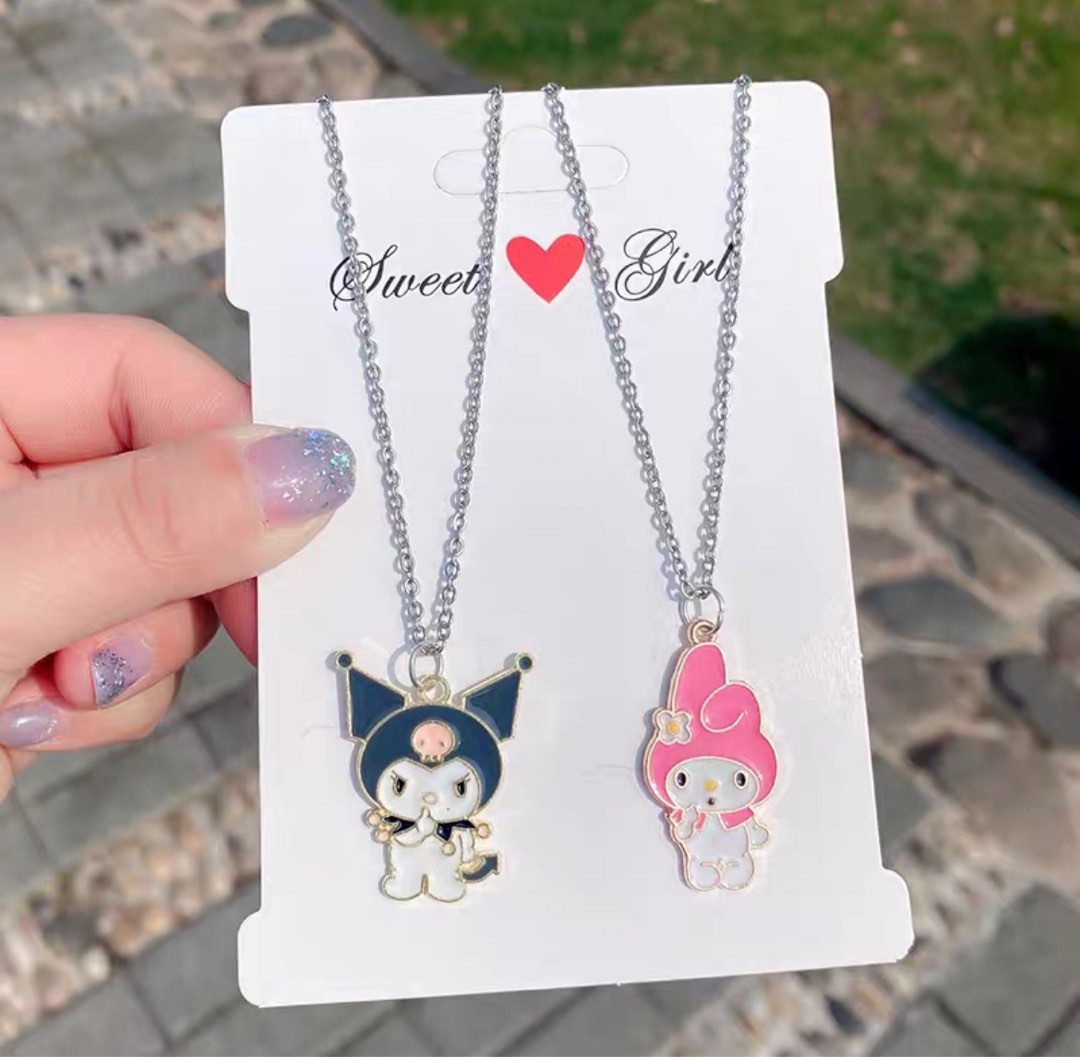 MY MELODY & KUROMI heart BEST FRIENDS NECKLACE SET couples sanrio hello  kitty