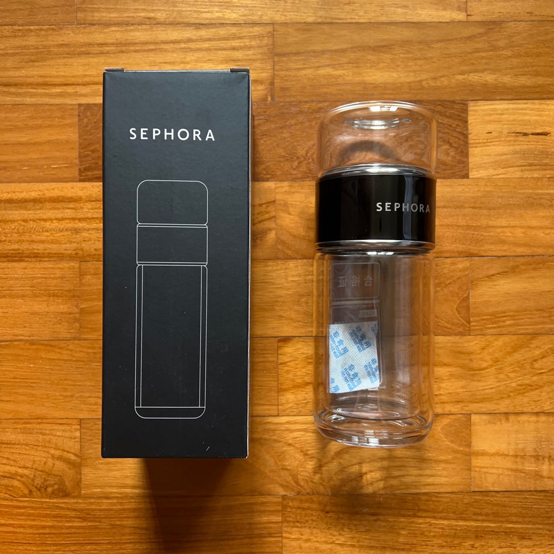 Sephora Glass tumbler with tea infuser, Furniture & Home Living