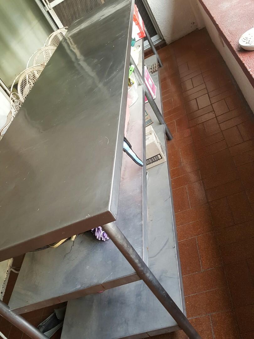 Stainless steel long table, Furniture & Home Living, Kitchenware
