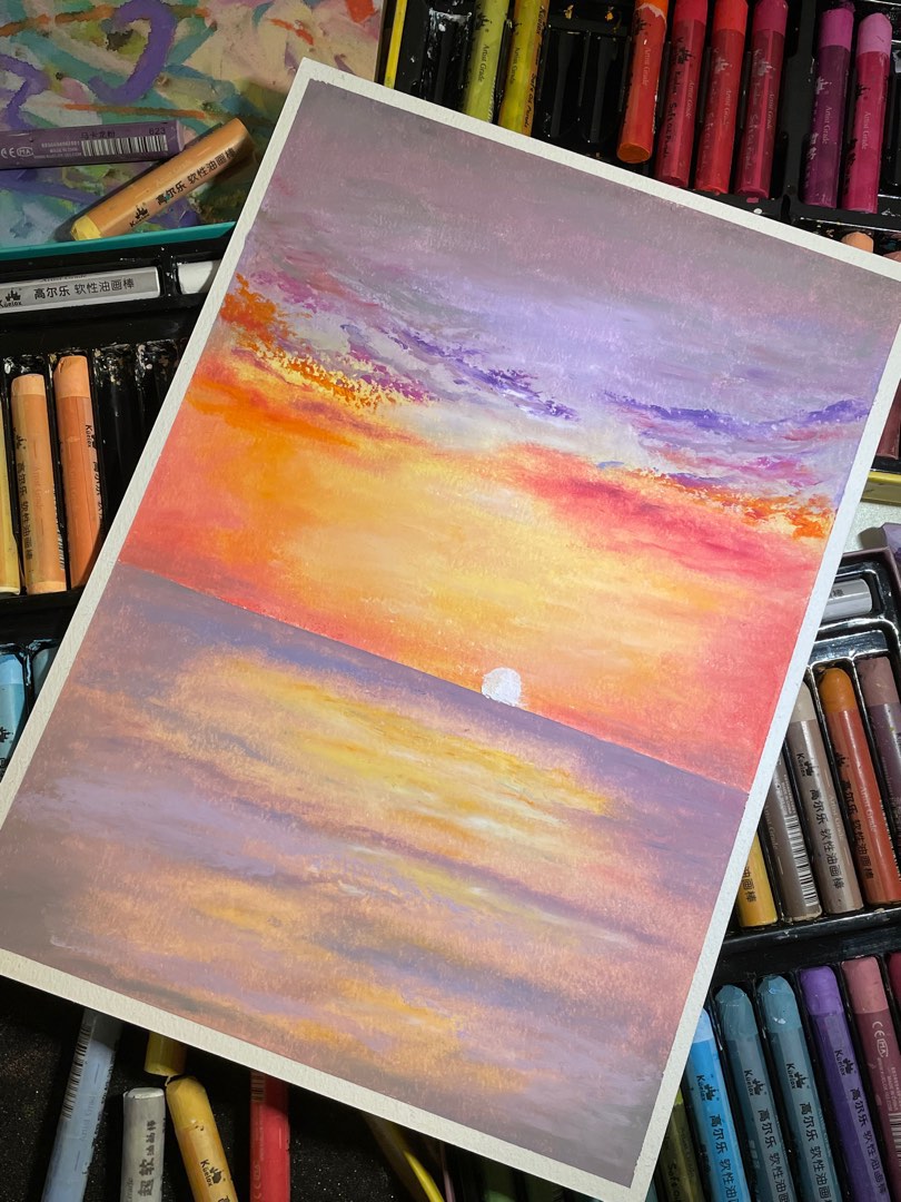 How to draw Sunset Scenery with oil pastels step by step, Oil Pastel dra...  | Art drawings simple, Oil pastel drawings, Oil pastel paintings