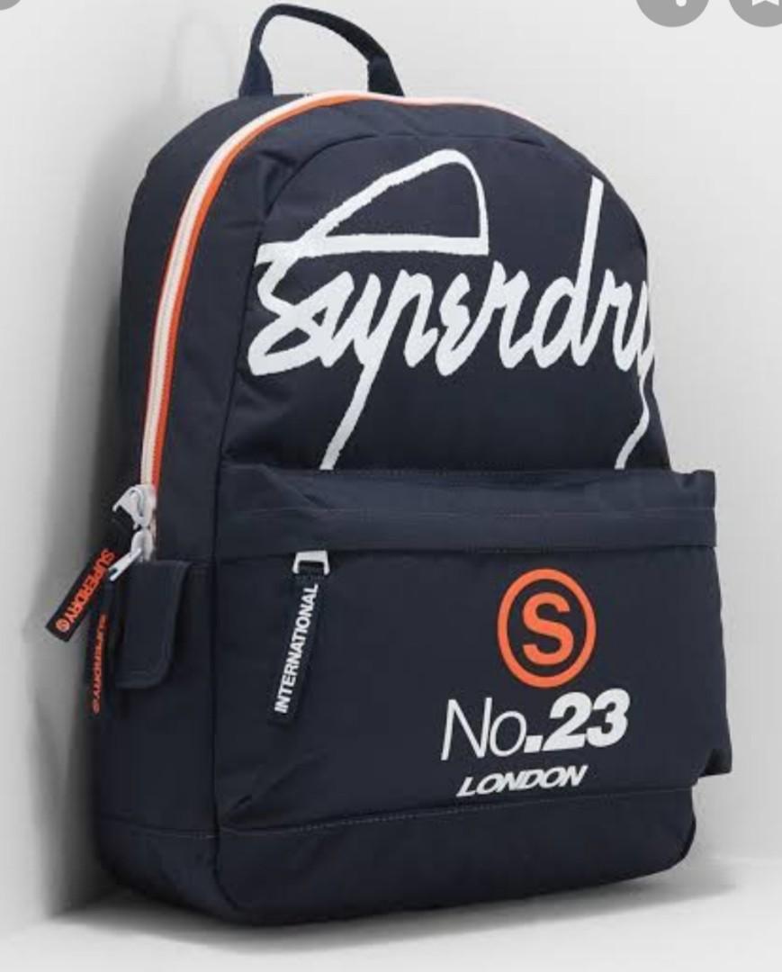 Superdry Montana Backpack (Category: Backpacks) located in Pasig City. Submitted by _macoys_ (Listing ID 1179780438, Image 1). Description: Superdry International Montana Backpack Size: L:30cm x H:45cm x W:13cm Condition: Brandnew 100% Authentic For shipping, at buyer's expense.