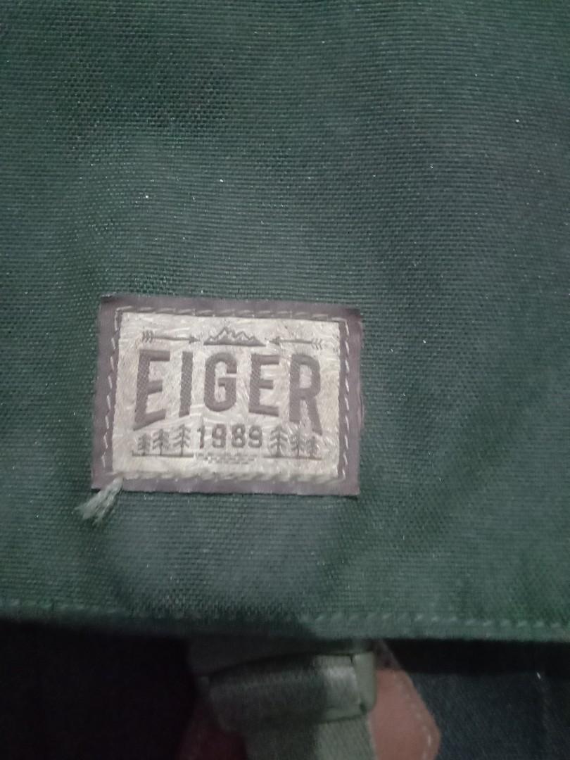 Tas Sling Bag Eiger warna Hijau Army, Fesyen Pria, Tas & Dompet , Tas