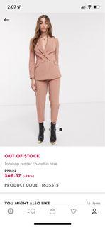 Topshop blazer co-ord & tailored trousers in rose