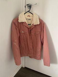 Topshop Denim Corduroy Jacket in Pink Size 6