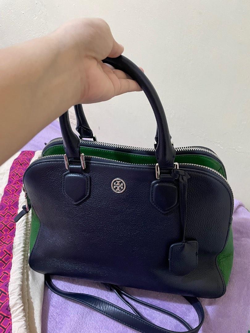 Tory Burch Robinson Pebbled Color Block Triple Zip Satchel