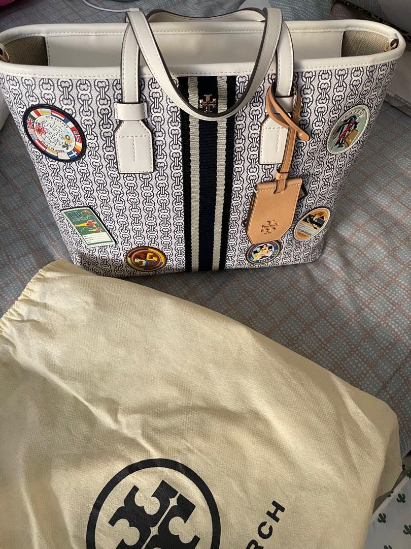 Tory Burch Gemini Link Canvas Patches Small Tote In New Ivory Gemini Link