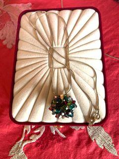 Very beautiful crystal pendent with 925silver chain gold plated FREE MAIL 💝