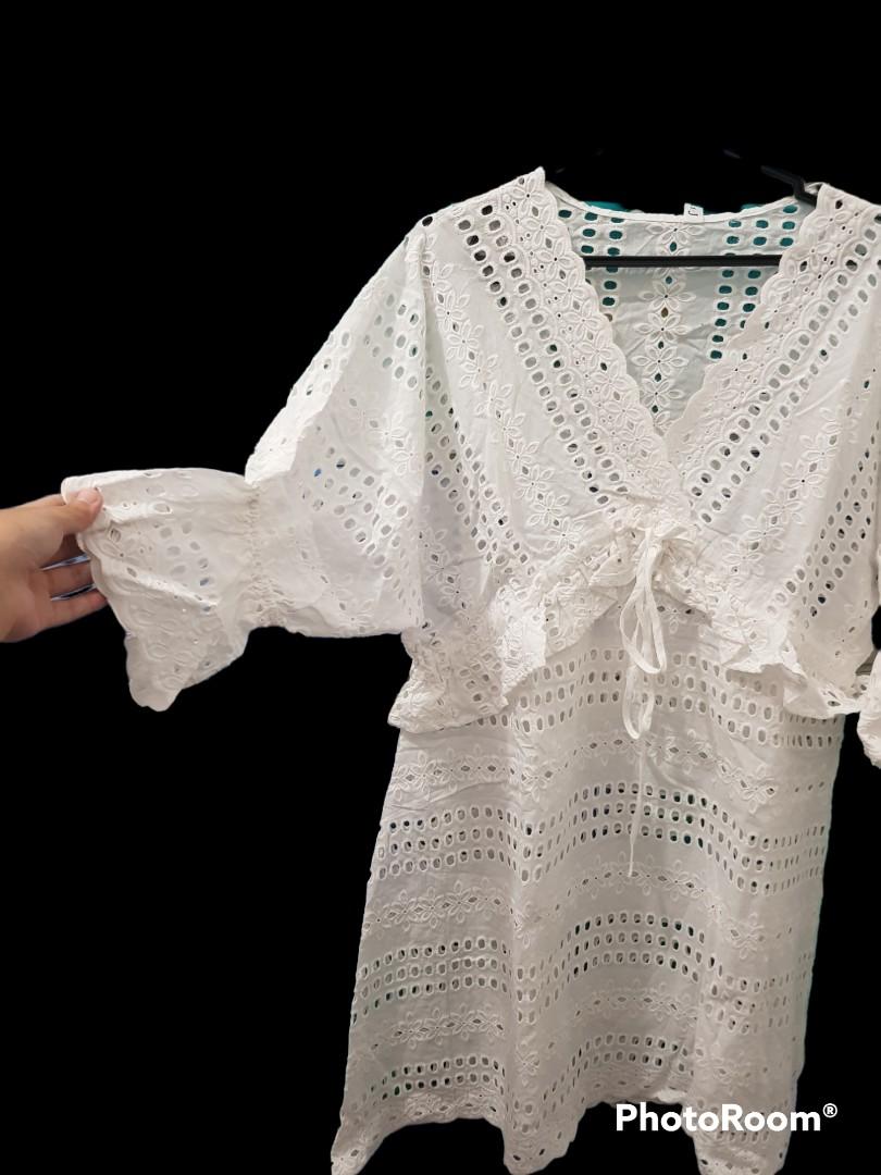 White Eyelet Cover Up, Women's Fashion, Dresses & Sets, Dresses on