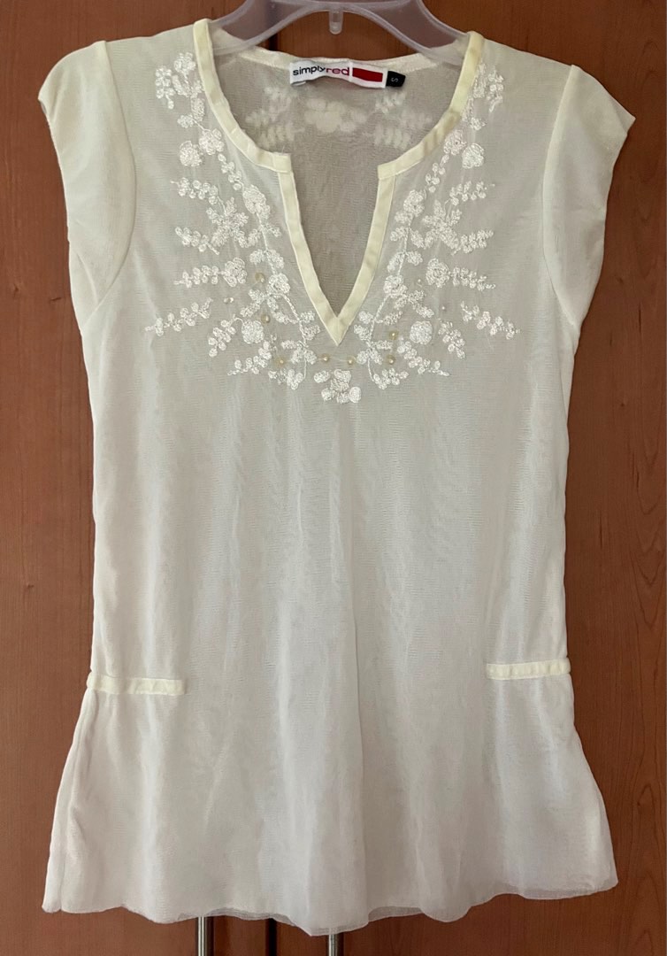 White Sheer Top, Women's Fashion, Tops, Sleeveless on Carousell