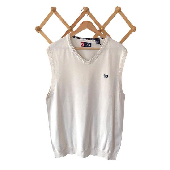 white vintage Chaps sweater vest, Men's 