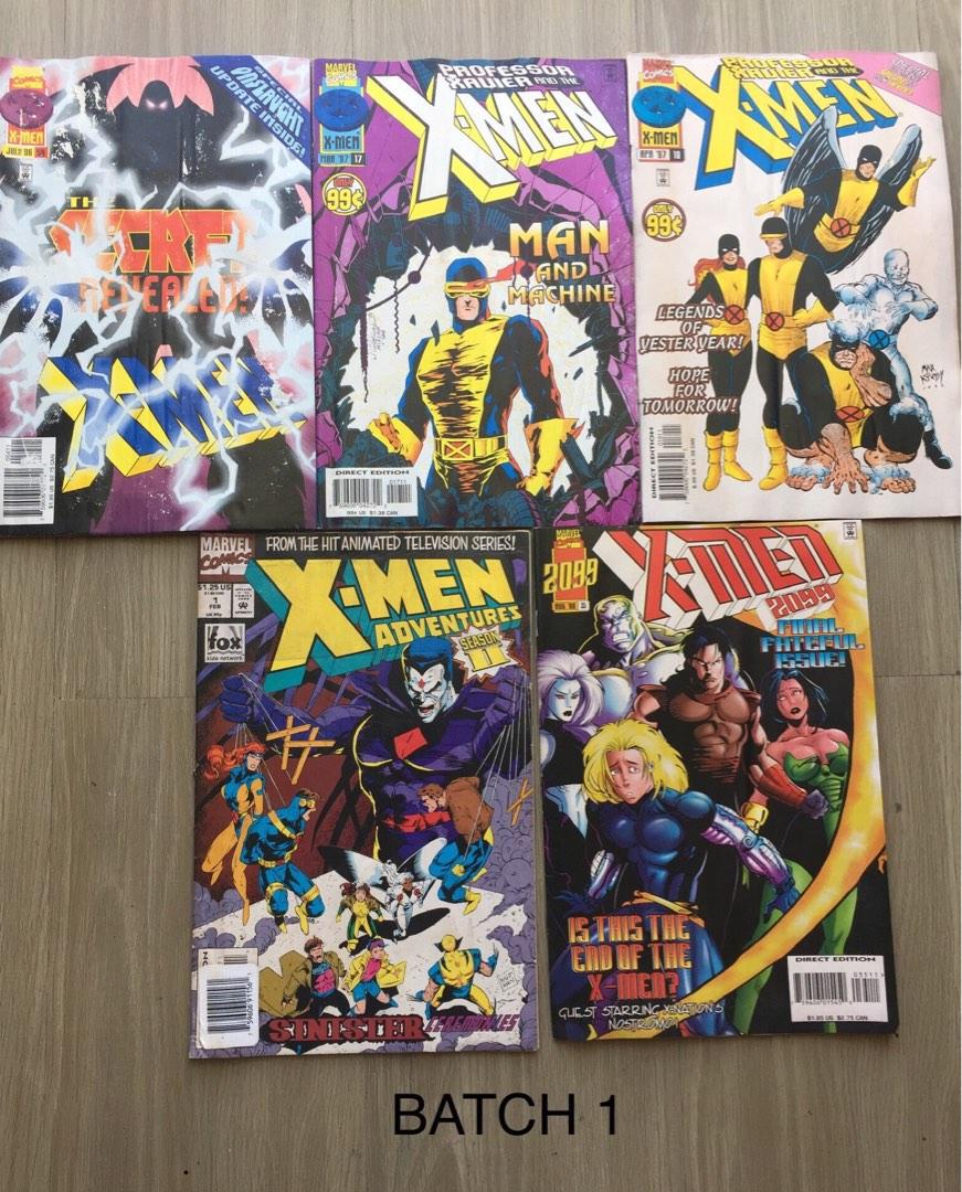x-men comics (take all per batch) (Category: Comics & Manga) located in Manila. Submitted by treasurepile (Listing ID 1134354136, Image 1). Description: P600pesos per 5-pcs (take all) batch - assorted x-men comics •guaranteed readable, complete and no ripped pages •moisture exposed so do not expect mint conditions quality. •spines intact as shown in the picture.