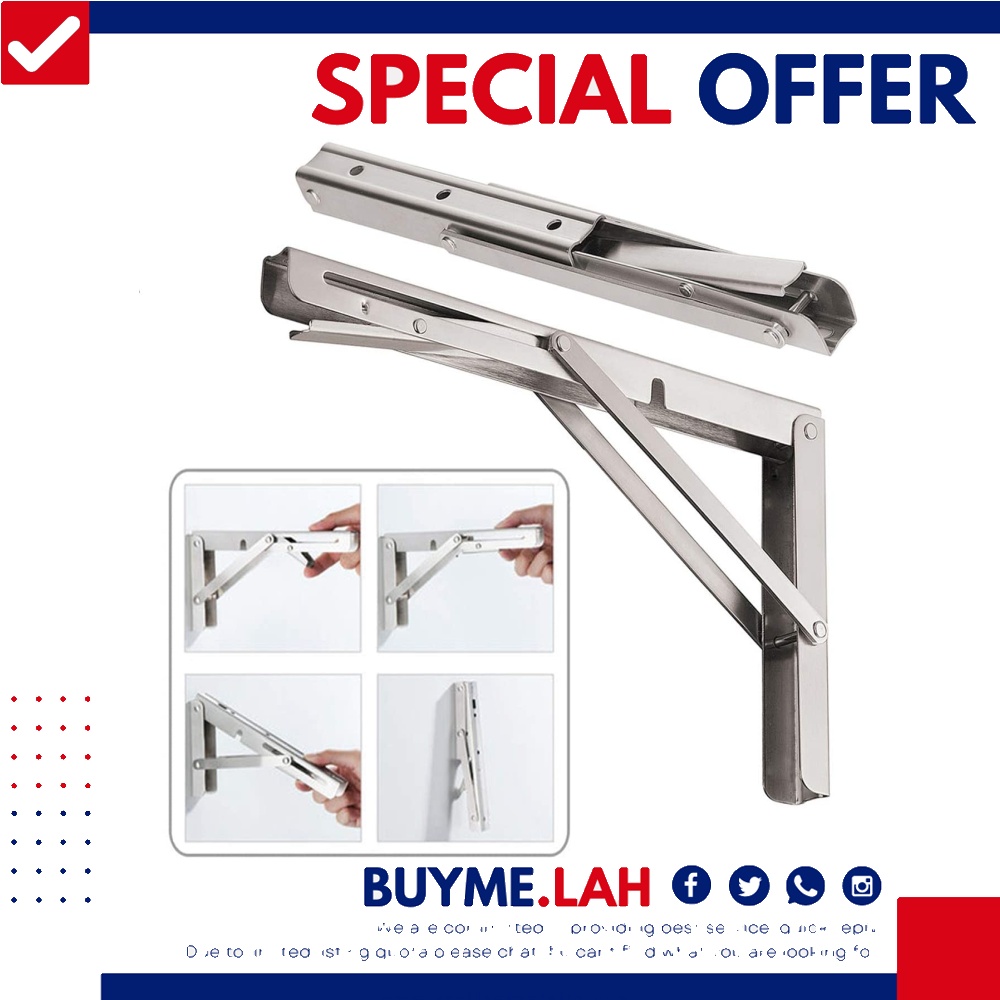 [YBR] (8 10 12 14 16 18 20 Inch) Folding Shelf Brackets,Max Load 110 ...