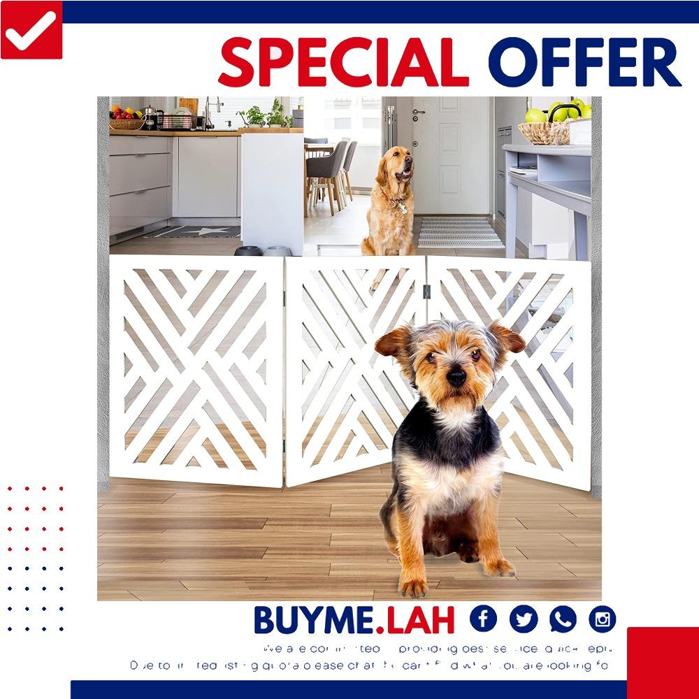 [YBR] Bundaloo Freestanding Dog Gate Expandable Decorative Wooden Fence